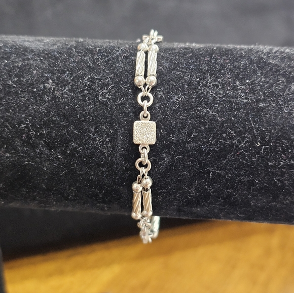 Jewelry - Italy 925 Silver Bead Station Bracelet Vintage